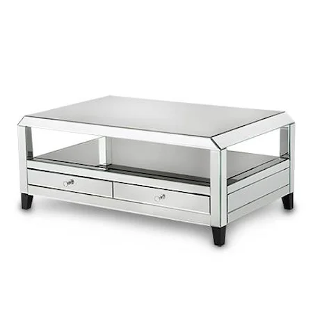 Mirrored Cocktail Table with Drawers